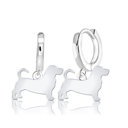 Basset Hound Silhouette Silver Earrings - MYLEE London