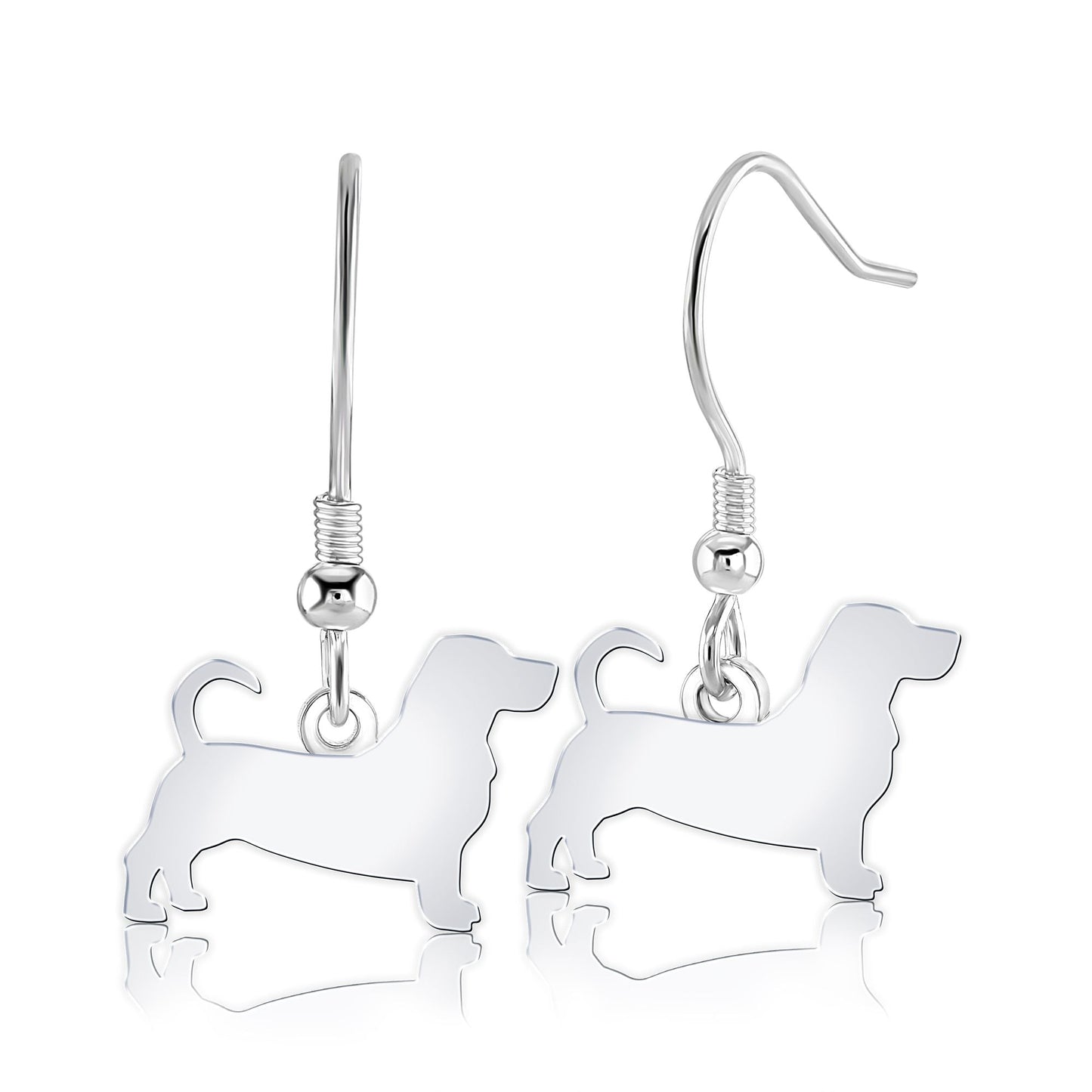 Basset Hound Silhouette Silver Earrings - MYLEE London