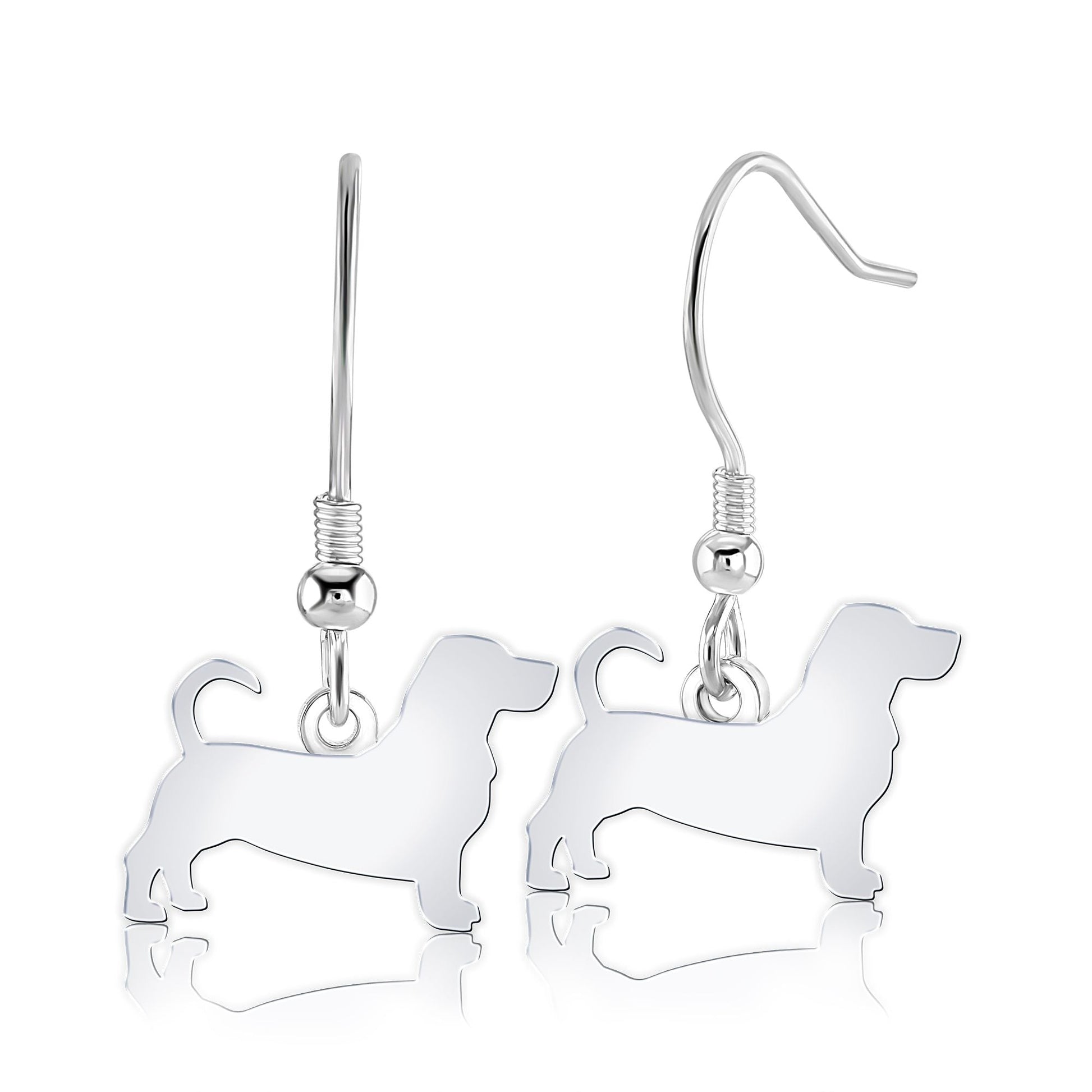 Basset Hound Silhouette Silver Earrings - MYLEE London