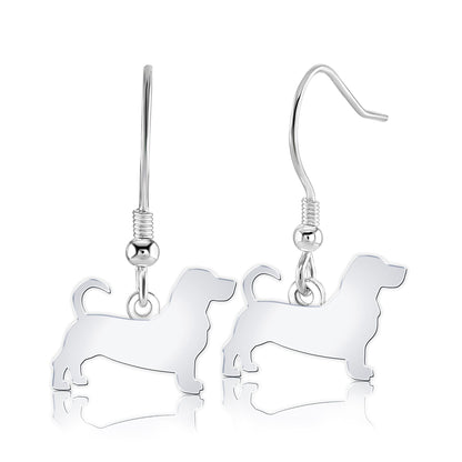 Basset Hound Silhouette Silver Earrings - MYLEE London