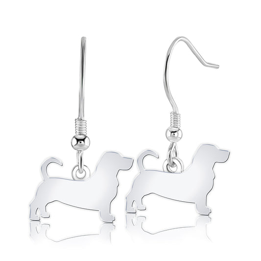 Basset Hound Silhouette Silver Earrings - MYLEE London