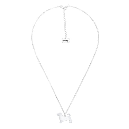 Basset Hound Silhouette Silver Necklace - Personalised - MYLEE London