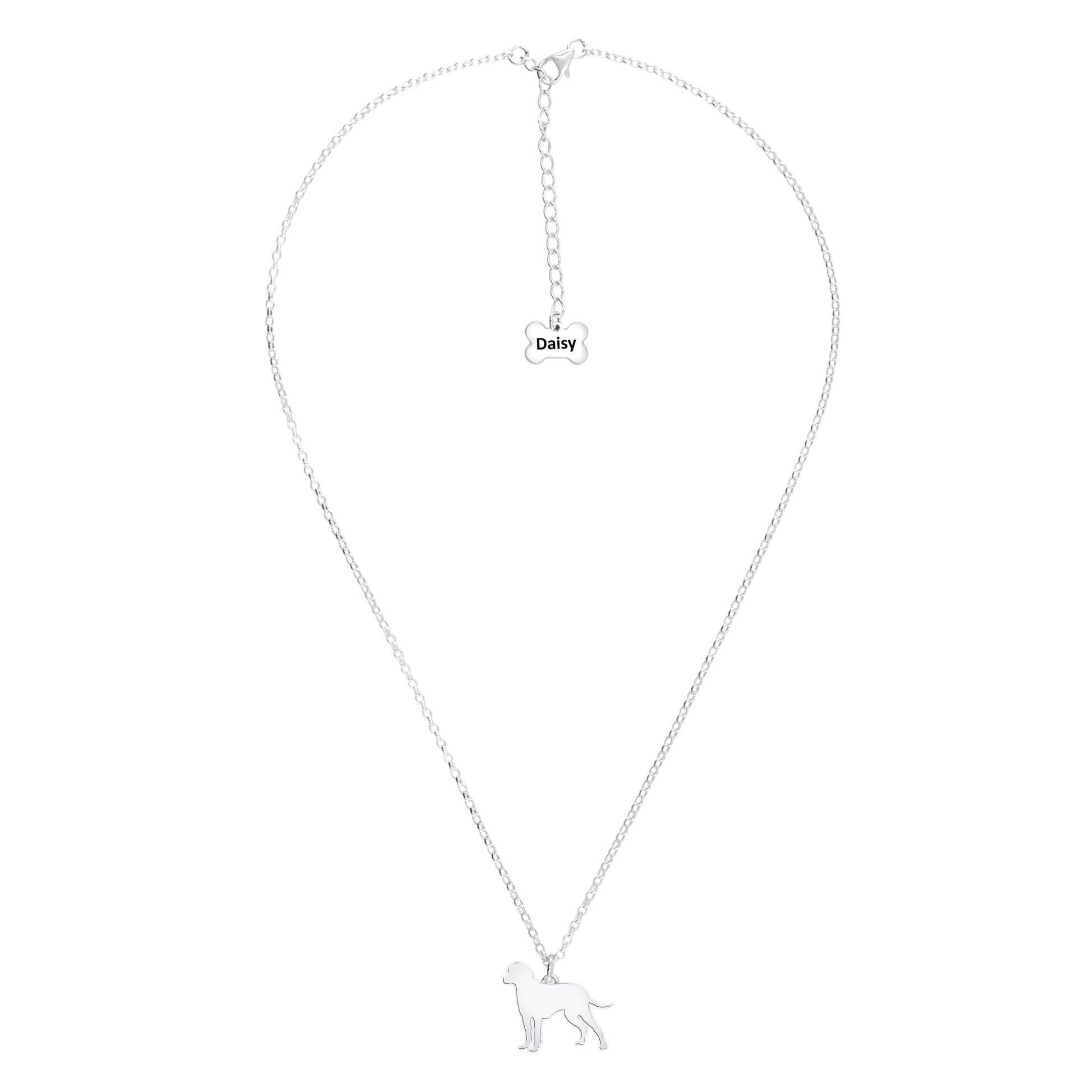 Bavarian Mountain Hound Silhouette Silver Necklace - Personalised - MYLEE London
