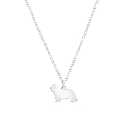Bearded Collie Silhouette Silver Necklace - Personalised - MYLEE London