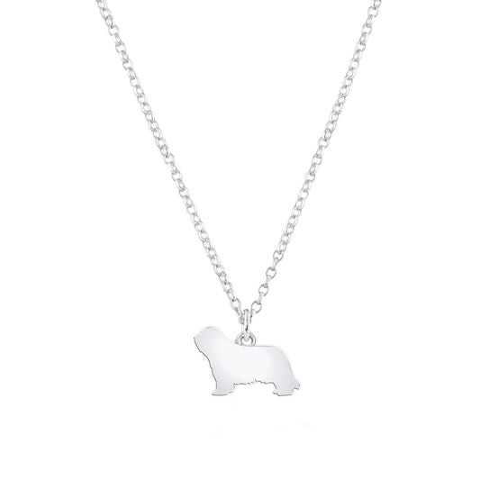 Bearded Collie Silhouette Silver Necklace - Personalised - MYLEE London