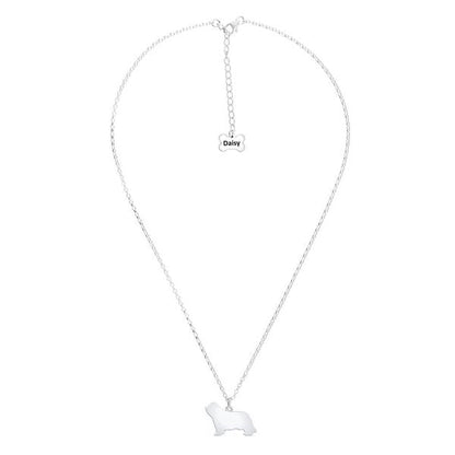 Bearded Collie Silhouette Silver Necklace - Personalised - MYLEE London