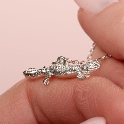 Bearded Dragon Silver Necklace - Personalised - MYLEE London