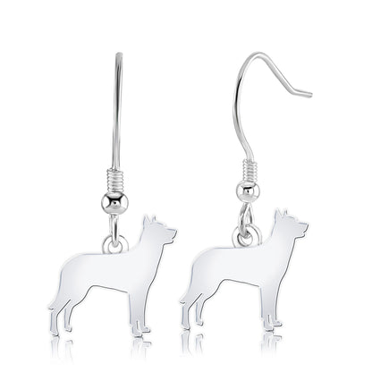 Beauceron Silhouette Silver Earrings - MYLEE London