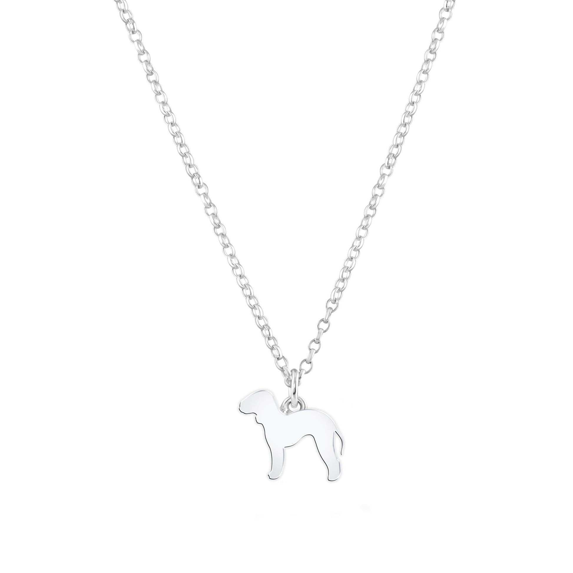Bedlington Terrier Silhouette Silver Necklace - Personalised - MYLEE London