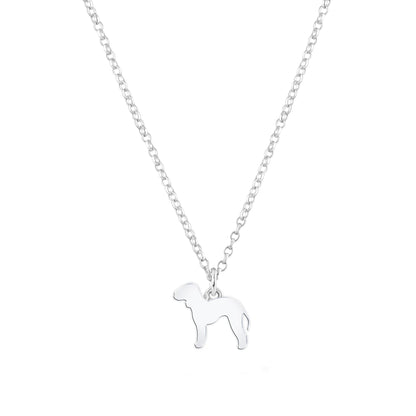 Bedlington Terrier Silhouette Silver Necklace - Personalised - MYLEE London