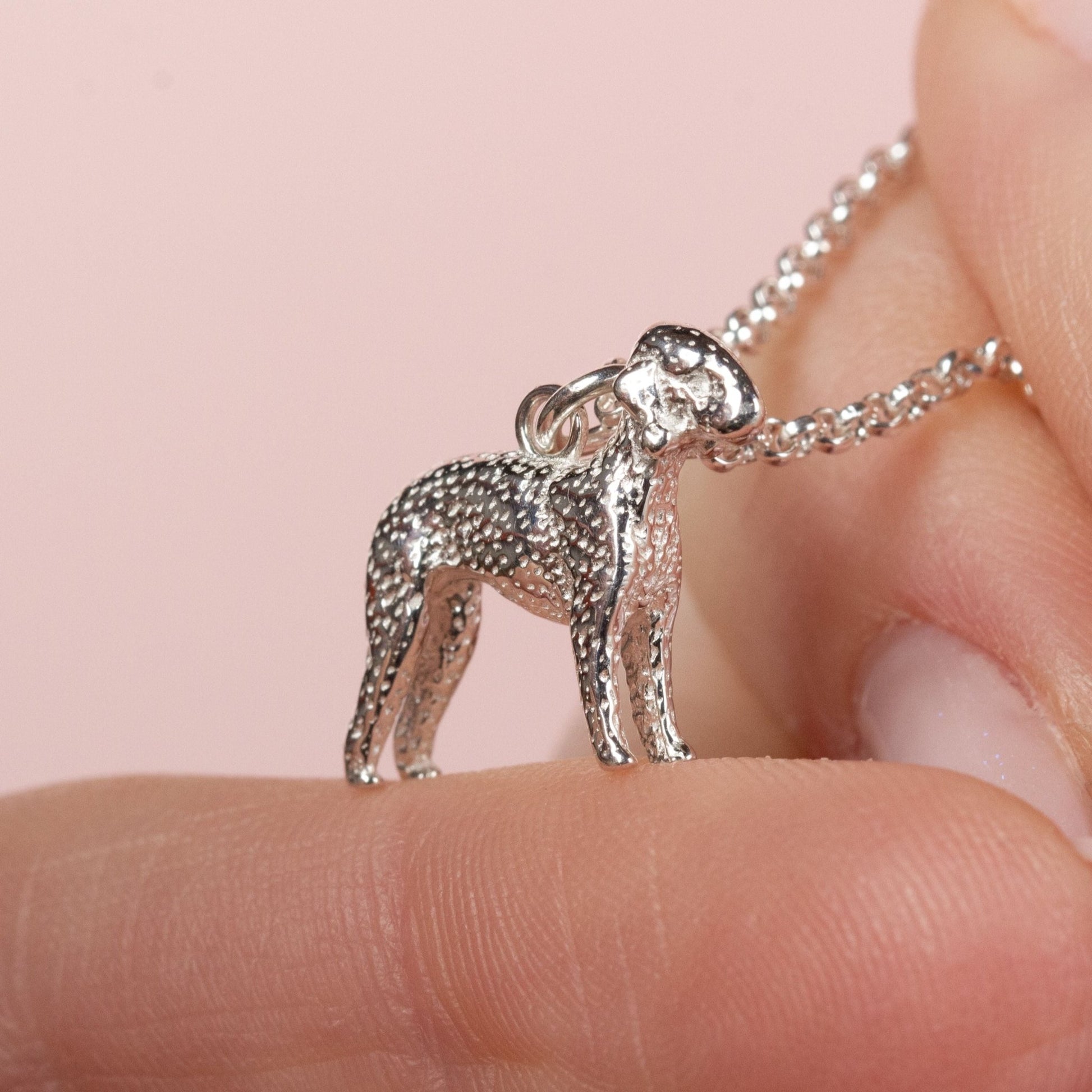 Bedlington Terrier Silver Necklace - Personalised - MYLEE London