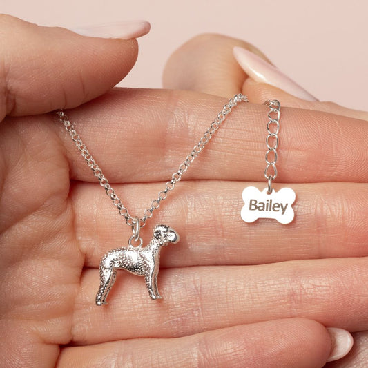 Bedlington Terrier Silver Necklace - Personalised - MYLEE London