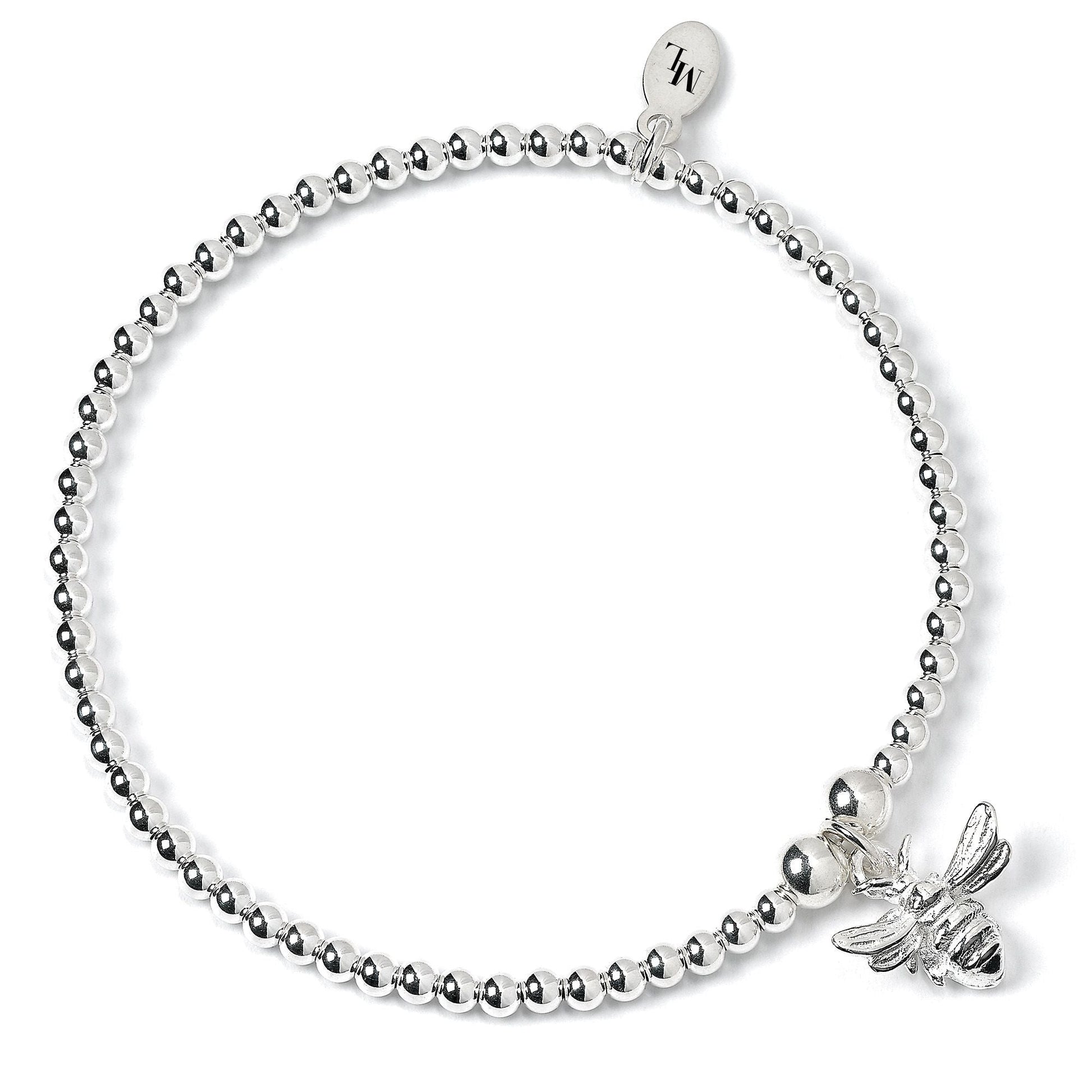 Bee on Silver Ball Bead Bracelet - MYLEE London