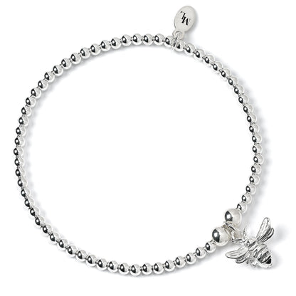 Bee on Silver Ball Bead Bracelet - MYLEE London