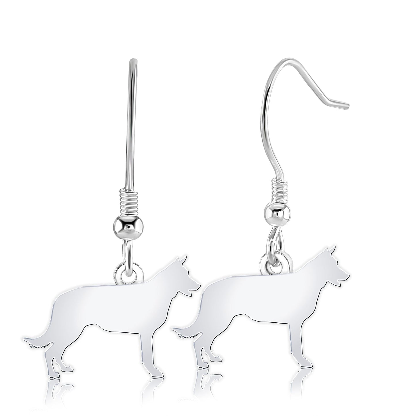 Belgian Shepherd Dog (Groenendael) Silhouette Silver Earrings - MYLEE London