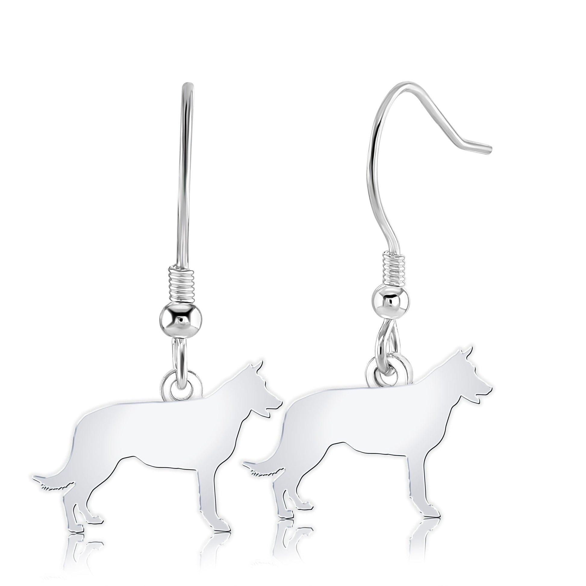 Belgian Shepherd Dog (Groenendael) Silhouette Silver Earrings - MYLEE London