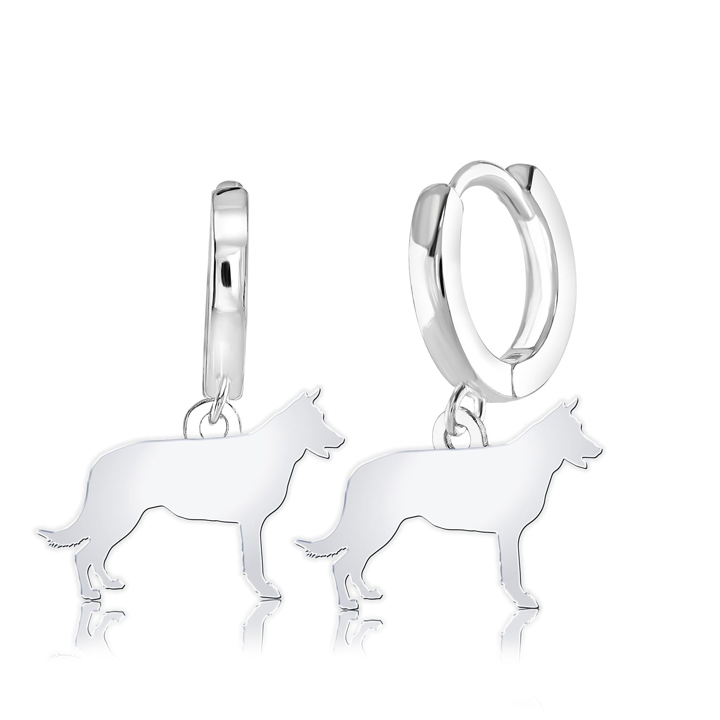 Belgian Shepherd Dog (Groenendael) Silhouette Silver Earrings - MYLEE London