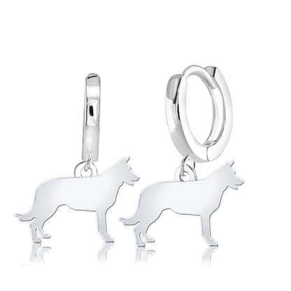 Belgian Shepherd Dog (Groenendael) Silhouette Silver Earrings - MYLEE London