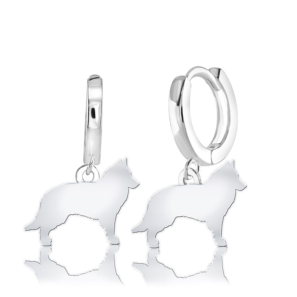 Belgian Shepherd (Tervueren) Silhouette Silver Earrings - MYLEE London