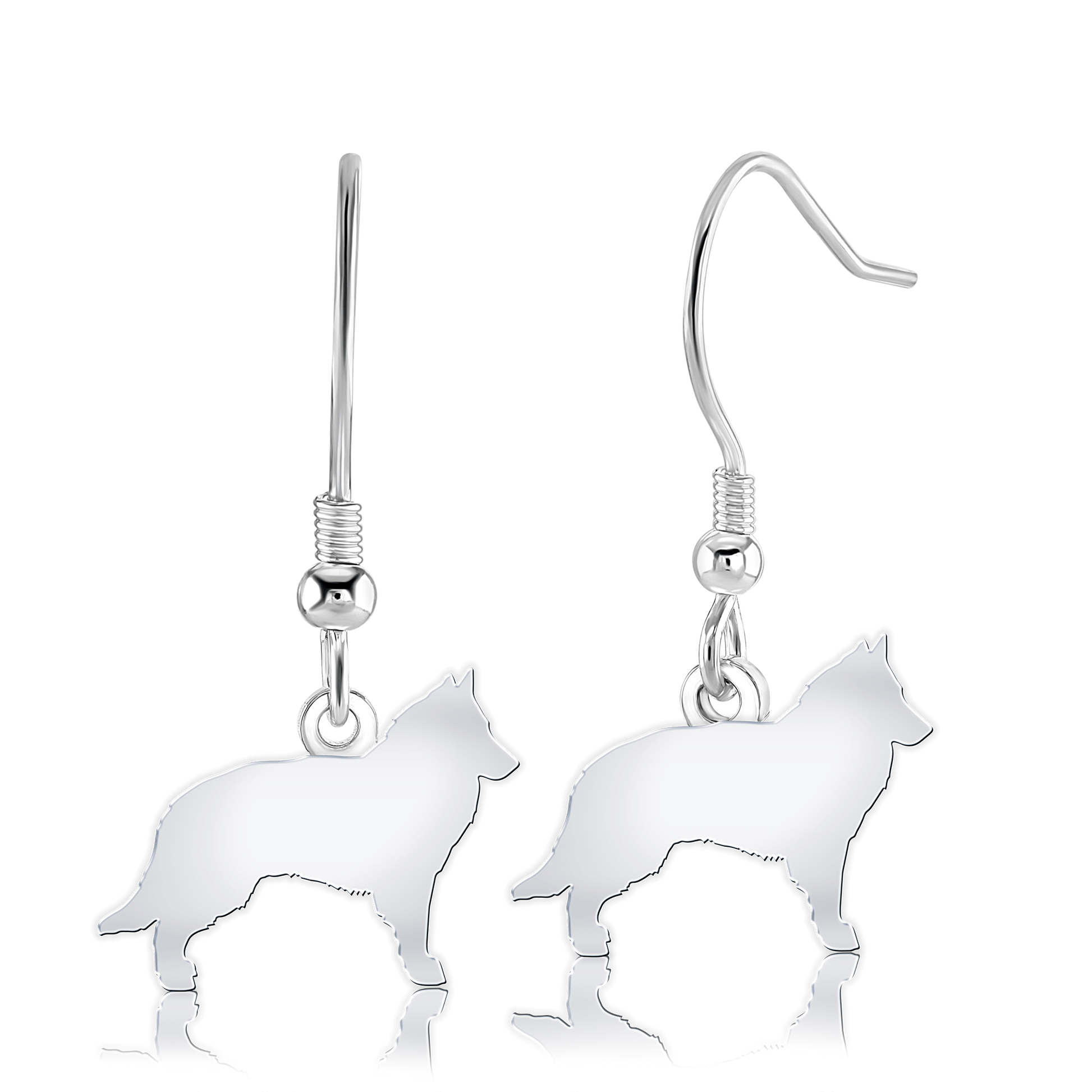 Belgian Shepherd (Tervueren) Silhouette Silver Earrings - MYLEE London