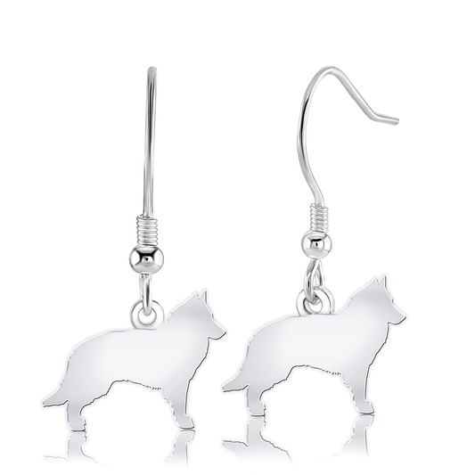 Belgian Shepherd (Tervueren) Silhouette Silver Earrings - MYLEE London