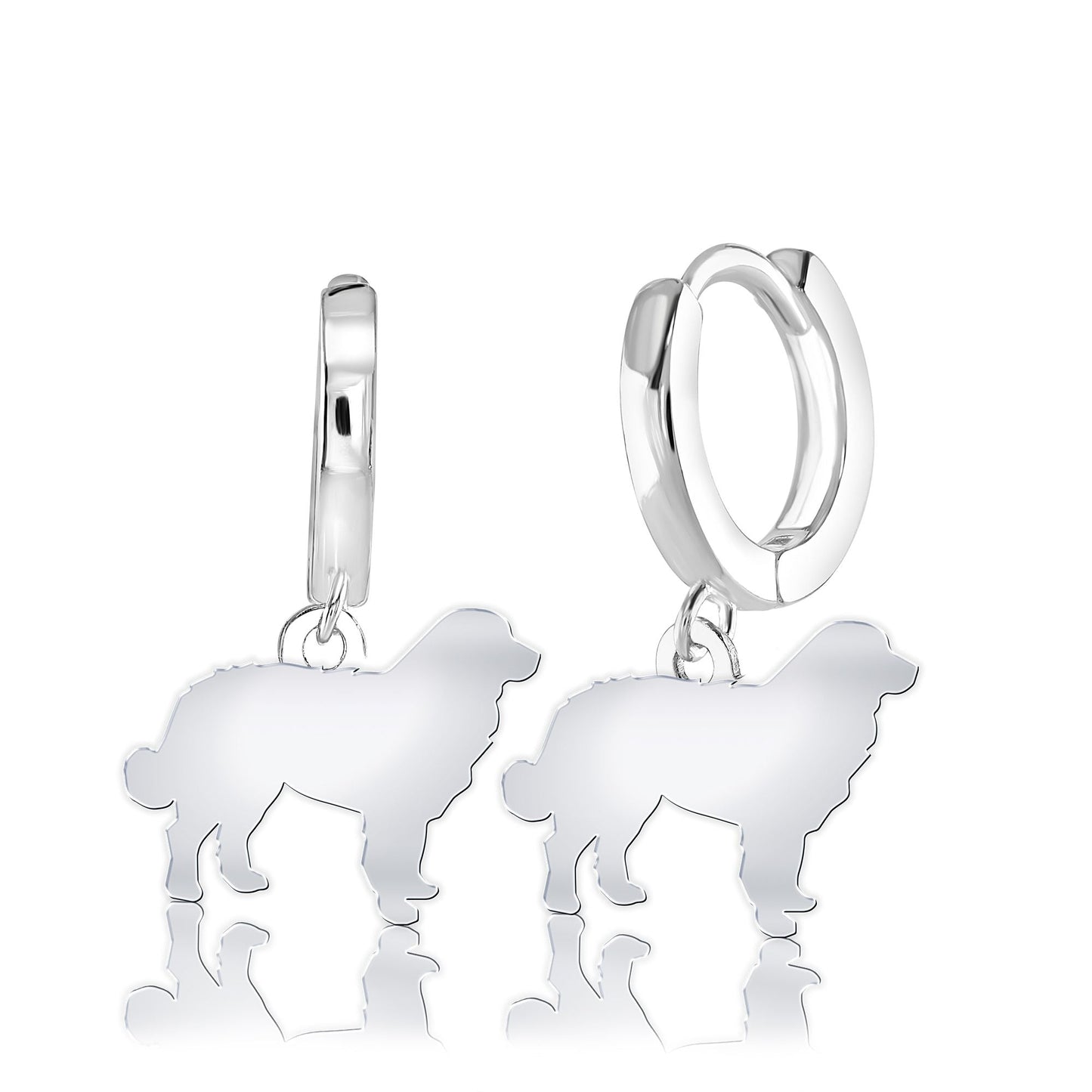 Bernese Mountain Dog Silhouette Silver Earrings - MYLEE London
