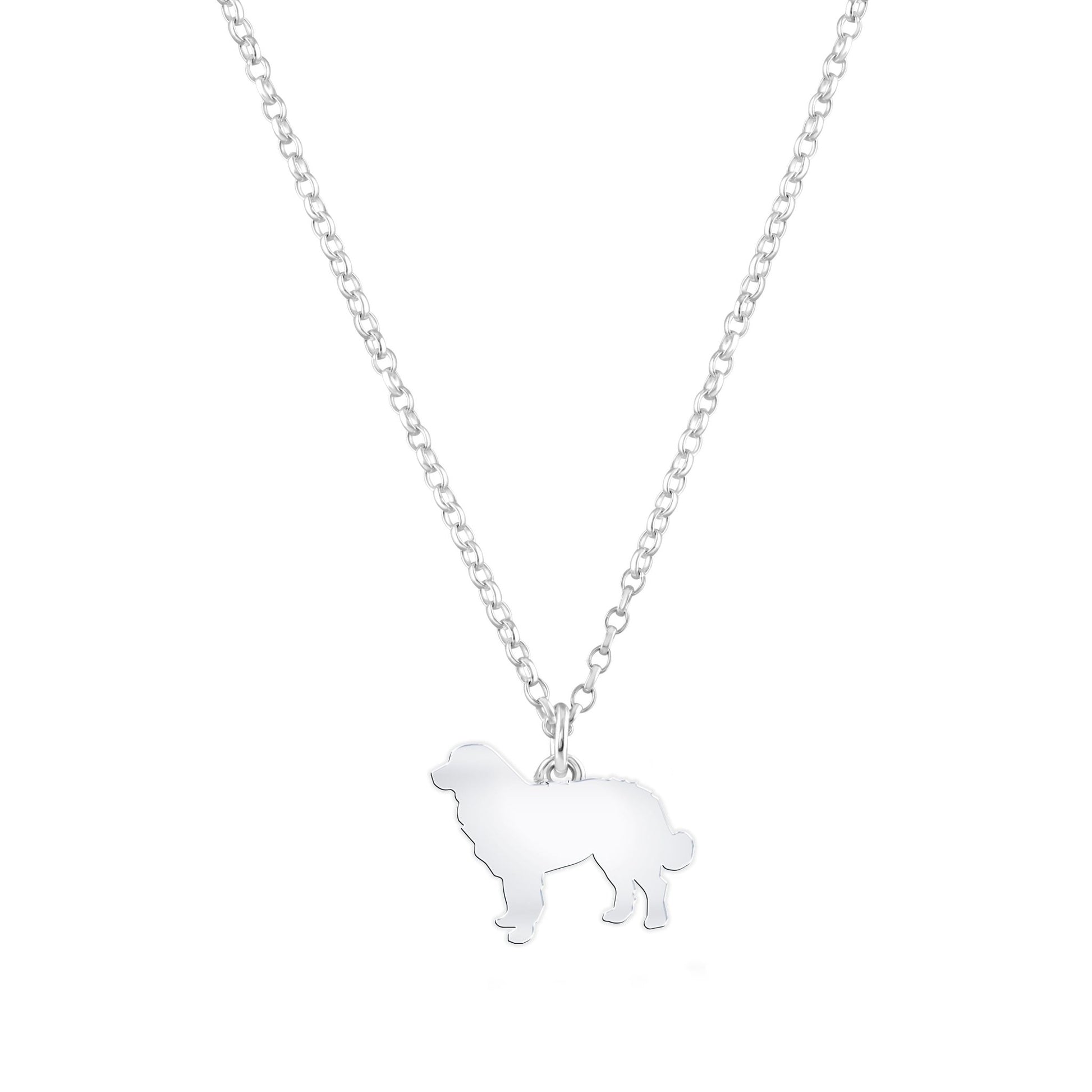 Bernese Mountain Dog Silhouette Silver Necklace - Personalised - MYLEE London