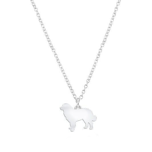 Bernese Mountain Dog Silhouette Silver Necklace - Personalised - MYLEE London