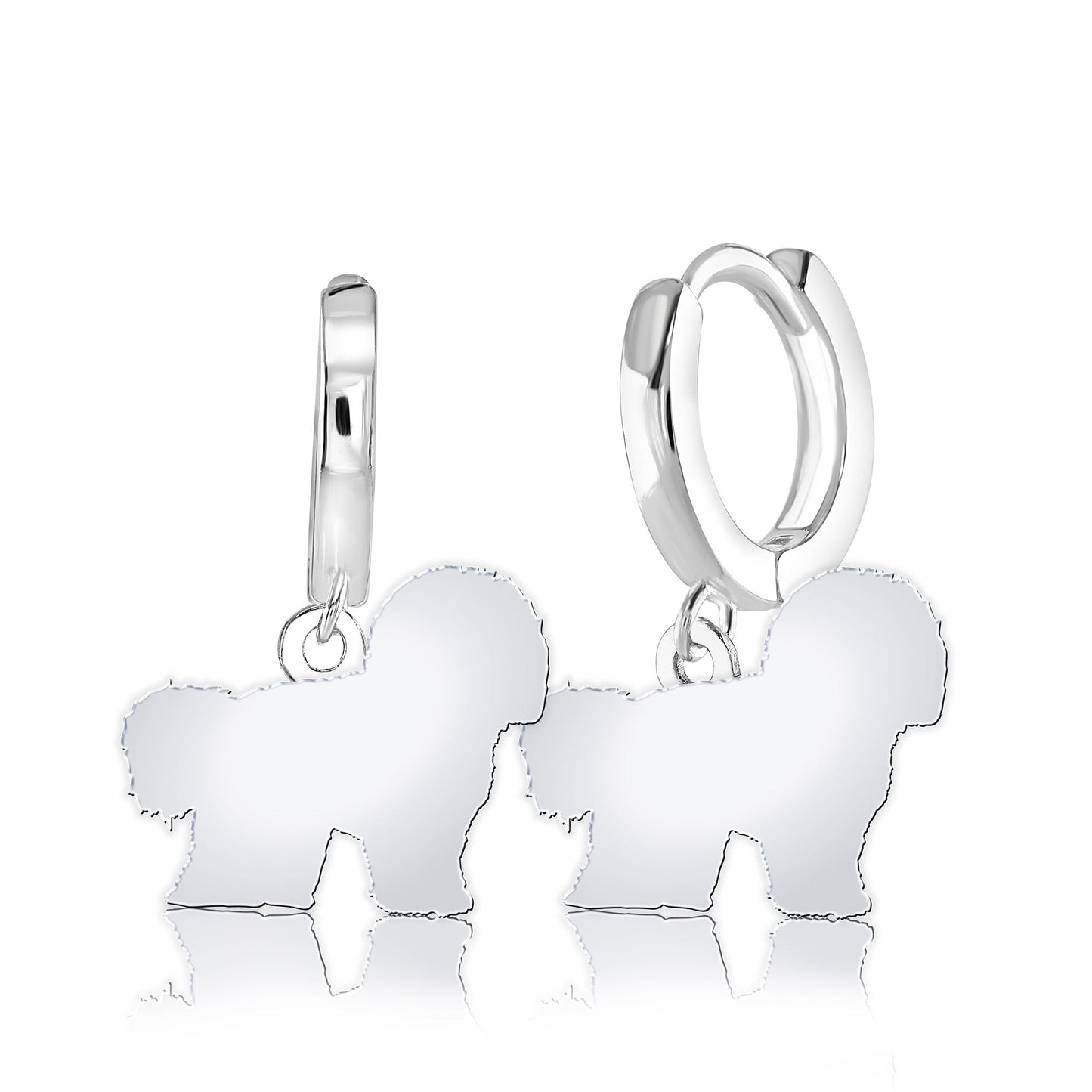 Bichon Frise Silhouette Silver Earrings - MYLEE London