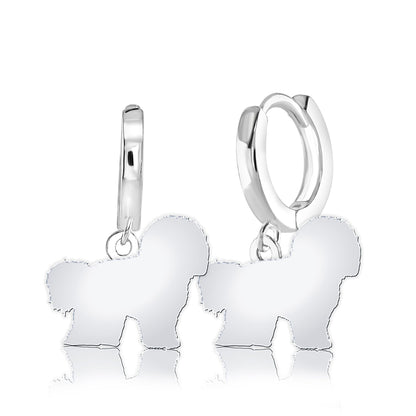 Bichon Frise Silhouette Silver Earrings - MYLEE London