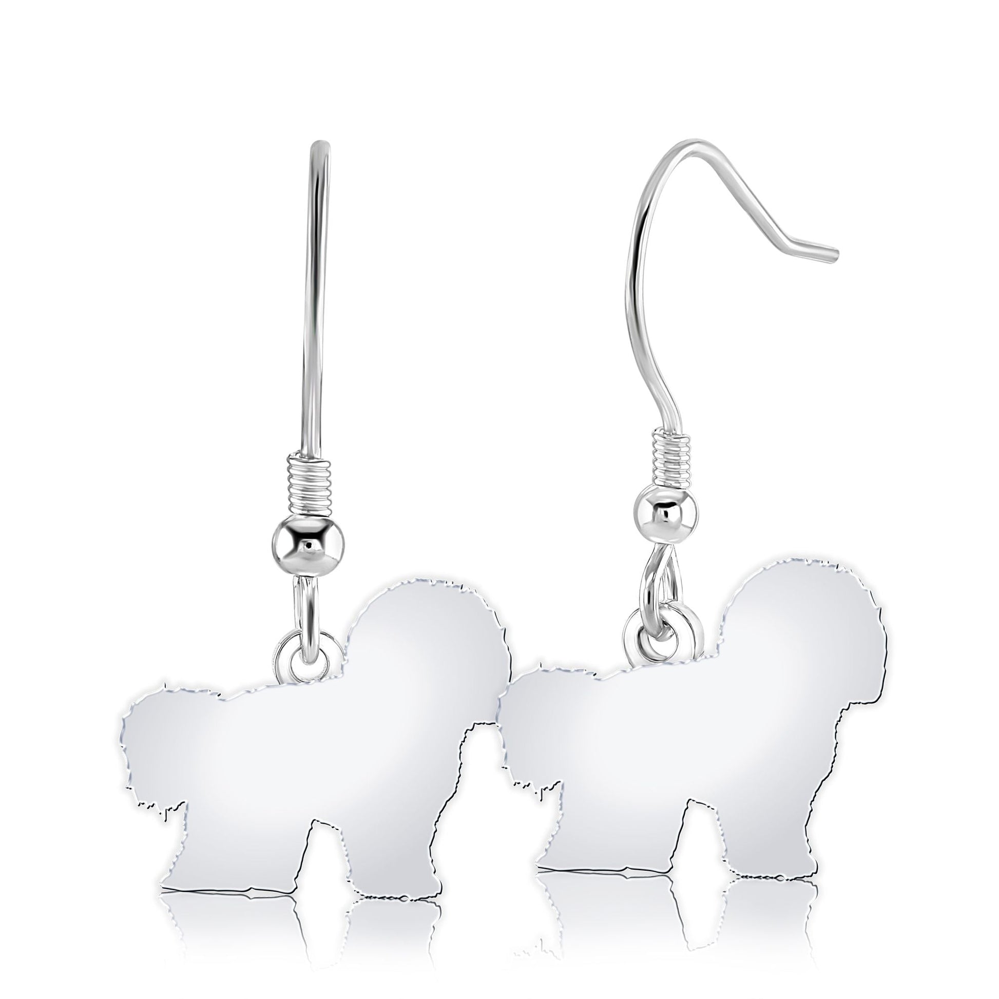 Bichon Frise Silhouette Silver Earrings - MYLEE London