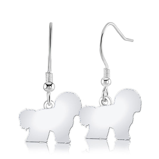 Bichon Frise Silhouette Silver Earrings - MYLEE London