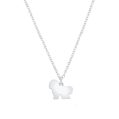 Bichon Frise Silhouette Silver Necklace - Personalised - MYLEE London