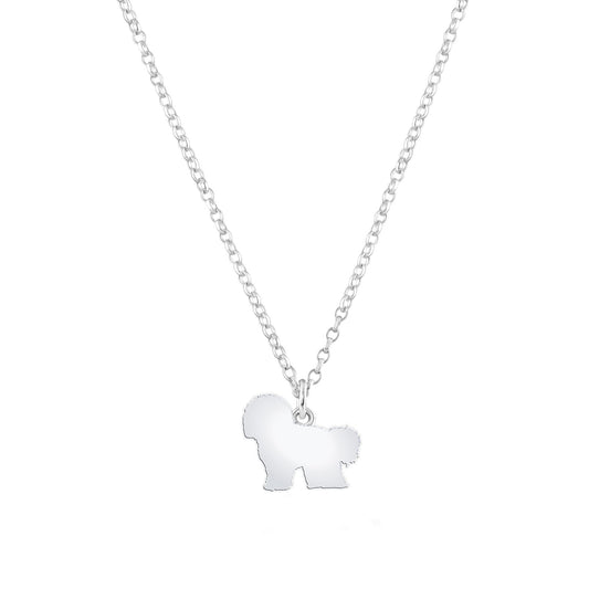 Bichon Frise Silhouette Silver Necklace - Personalised - MYLEE London