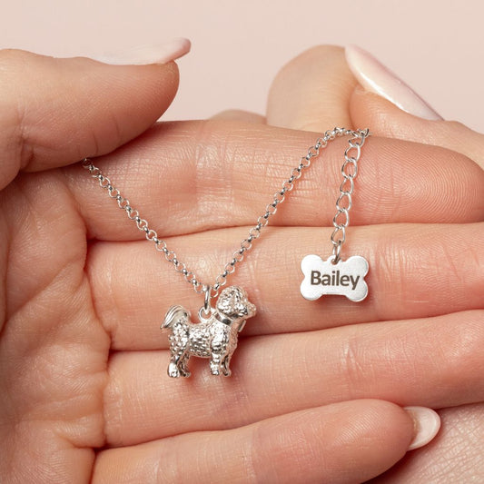 Bichon Frise Silver Necklace - Personalised - MYLEE London