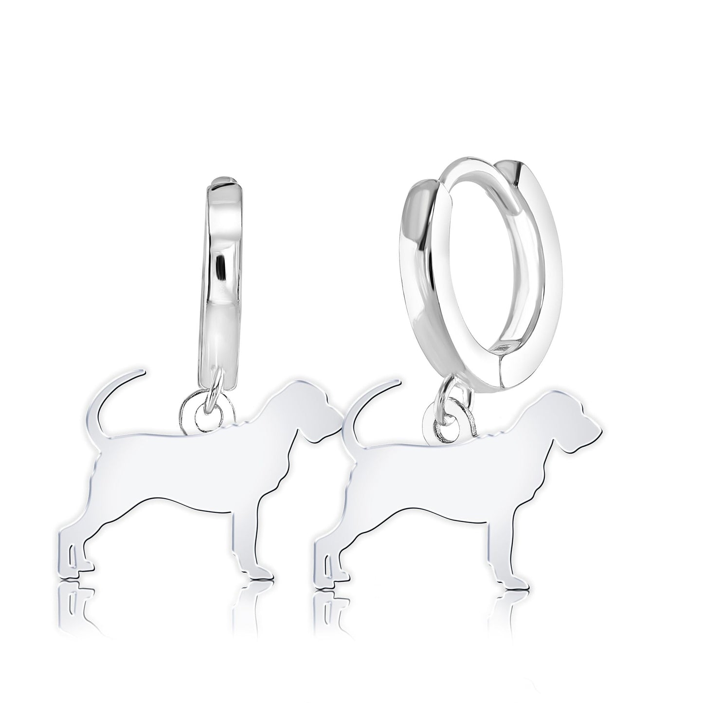 Bloodhound Silhouette Silver Earrings - MYLEE London
