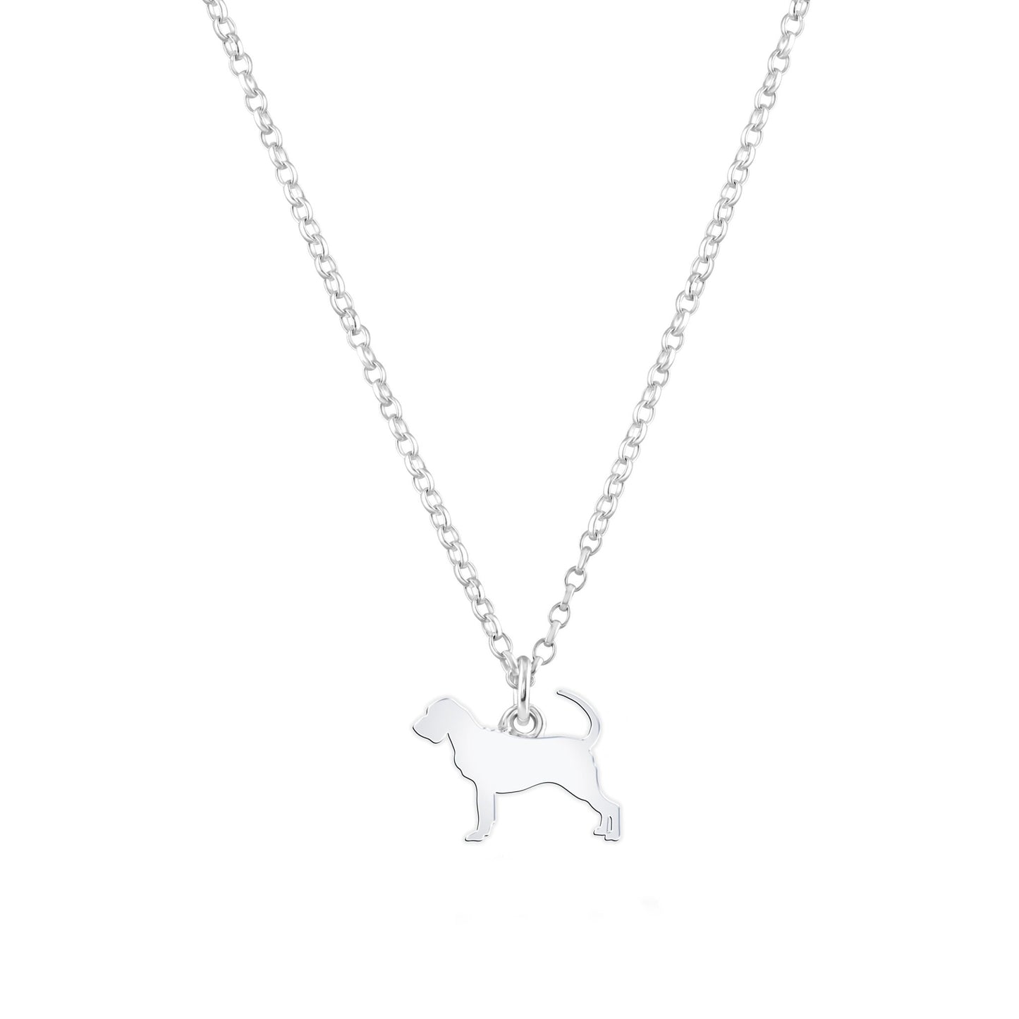 Bloodhound Silhouette Silver Necklace - Personalised - MYLEE London