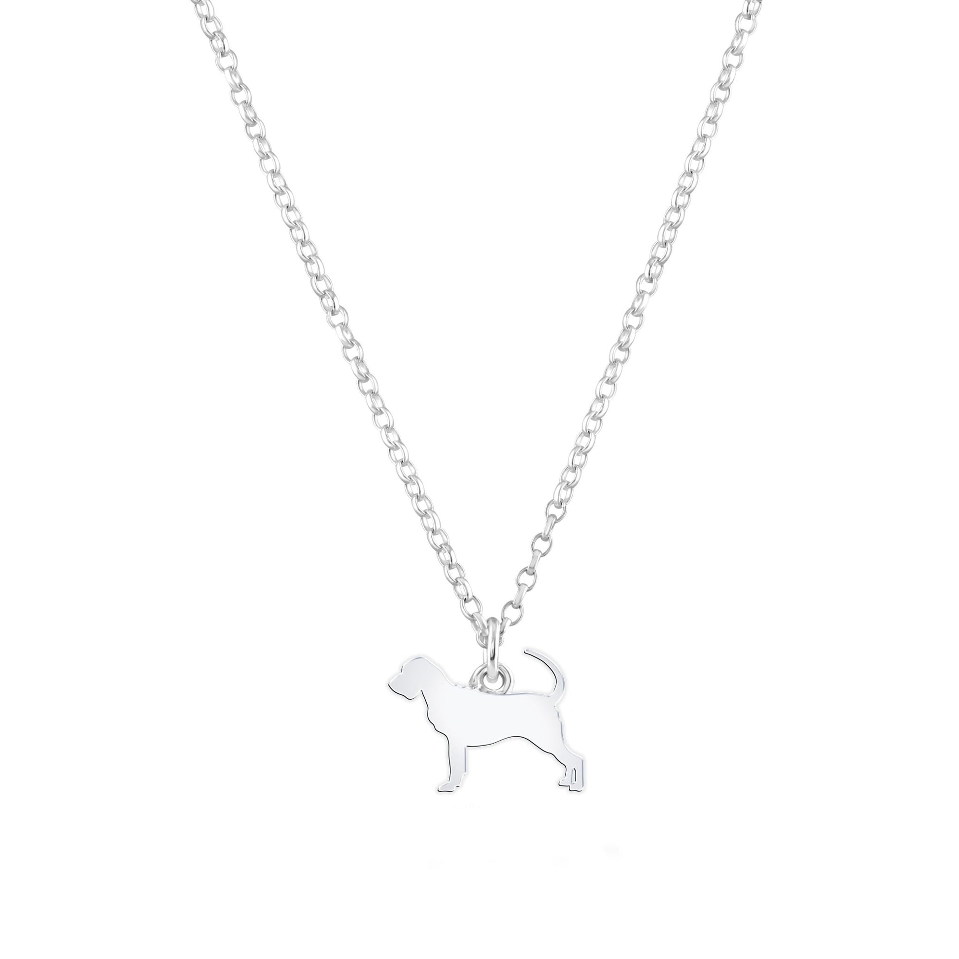 Bloodhound Silhouette Silver Necklace - Personalised - MYLEE London