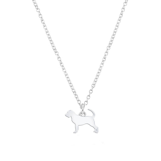 Bloodhound Silhouette Silver Necklace - Personalised - MYLEE London