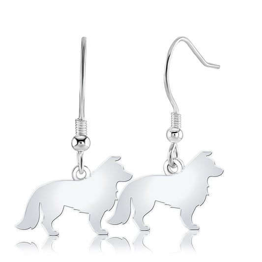 Border Collie Silhouette Silver Earrings - MYLEE London