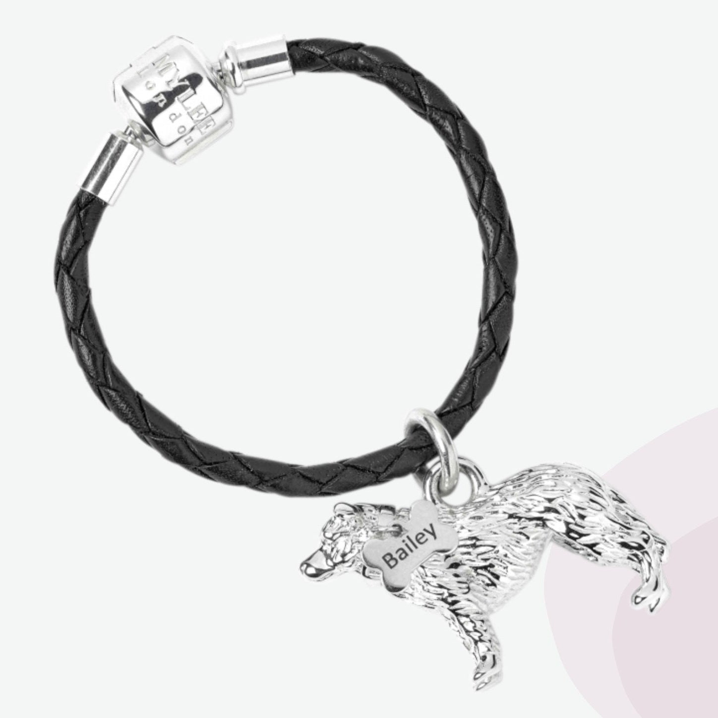 Border Collie Silver Keyring - Personalised - MYLEE London