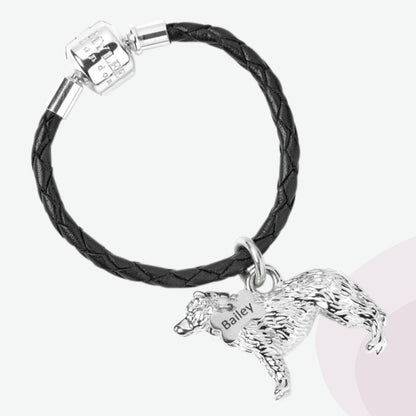 Border Collie Silver Keyring - Personalised - MYLEE London
