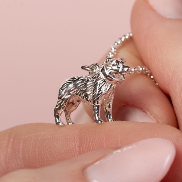 Border Collie Silver Necklace - Personalised - MYLEE London