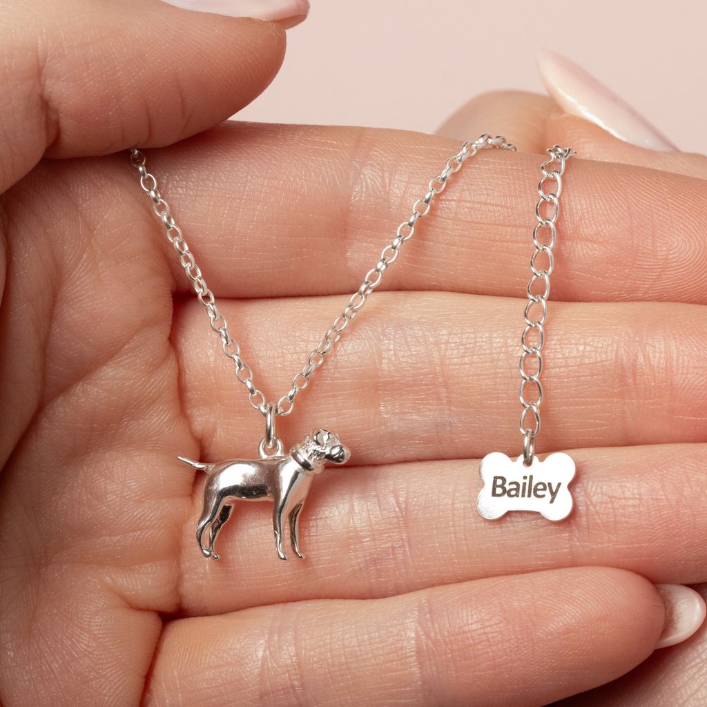 Border Terrier Silver Necklace - Personalised - MYLEE London