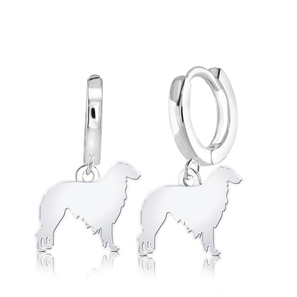 Borzoi Silhouette Silver Earrings - MYLEE London