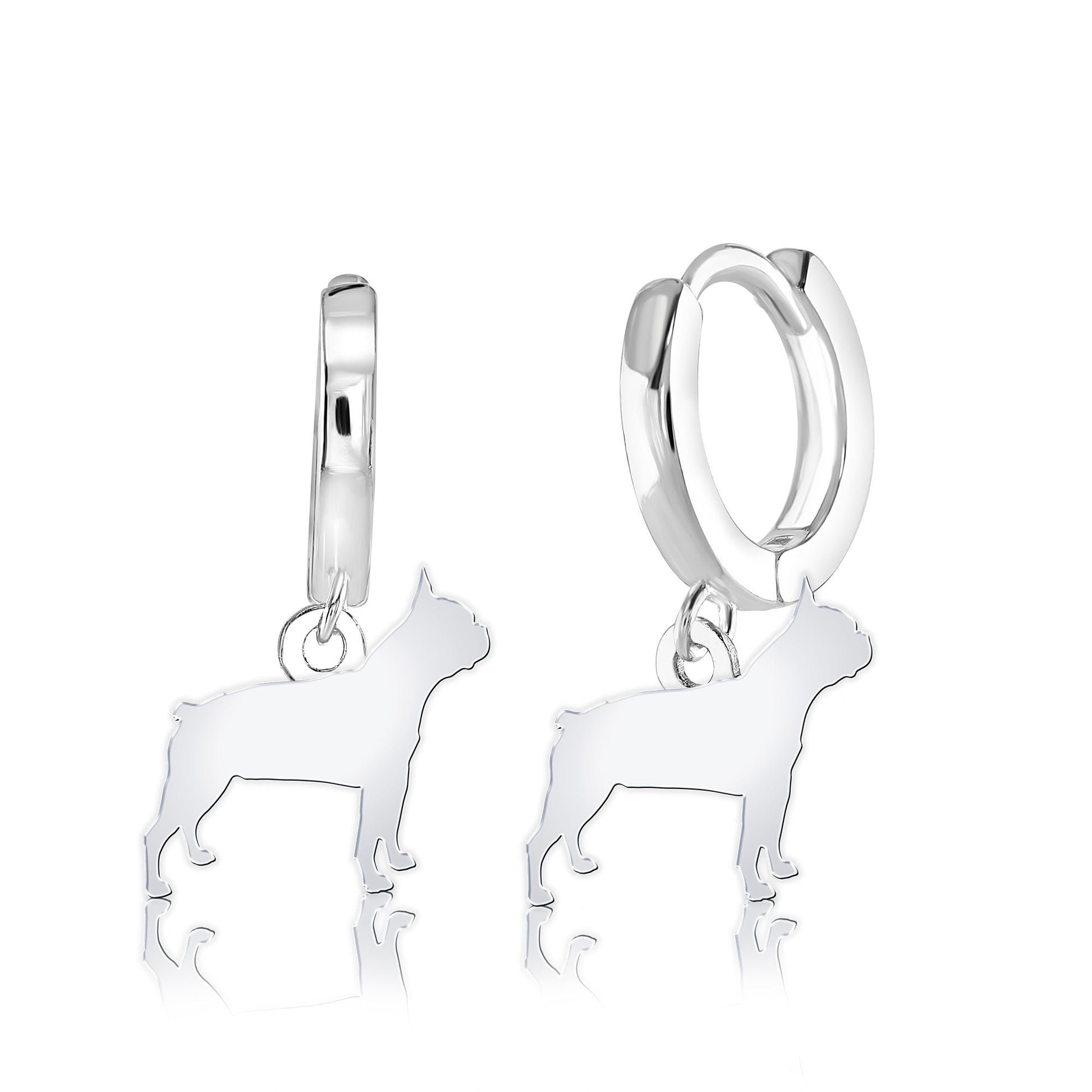 Boston Terrier Silhouette Silver Earrings - MYLEE London