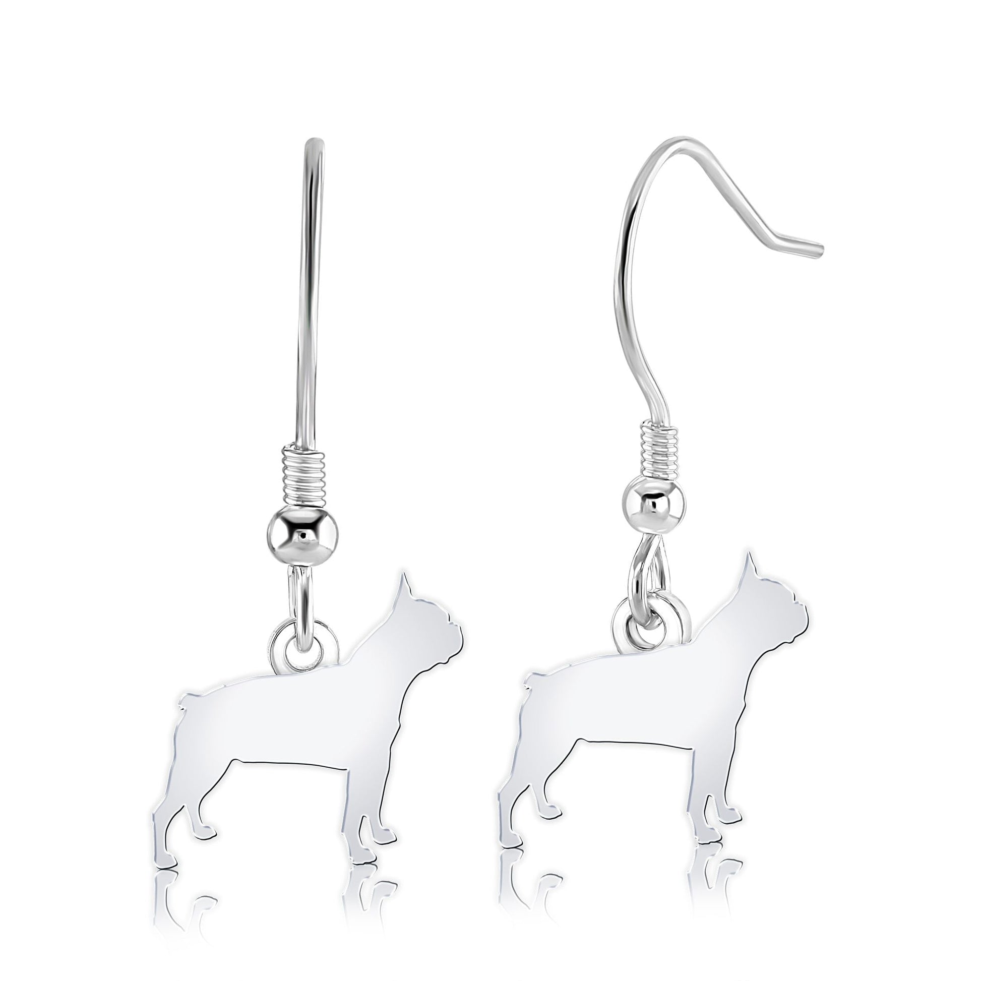 Boston Terrier Silhouette Silver Earrings - MYLEE London
