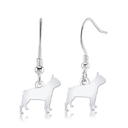 Boston Terrier Silhouette Silver Earrings - MYLEE London