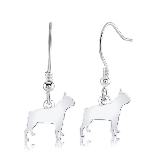 Boston Terrier Silhouette Silver Earrings - MYLEE London