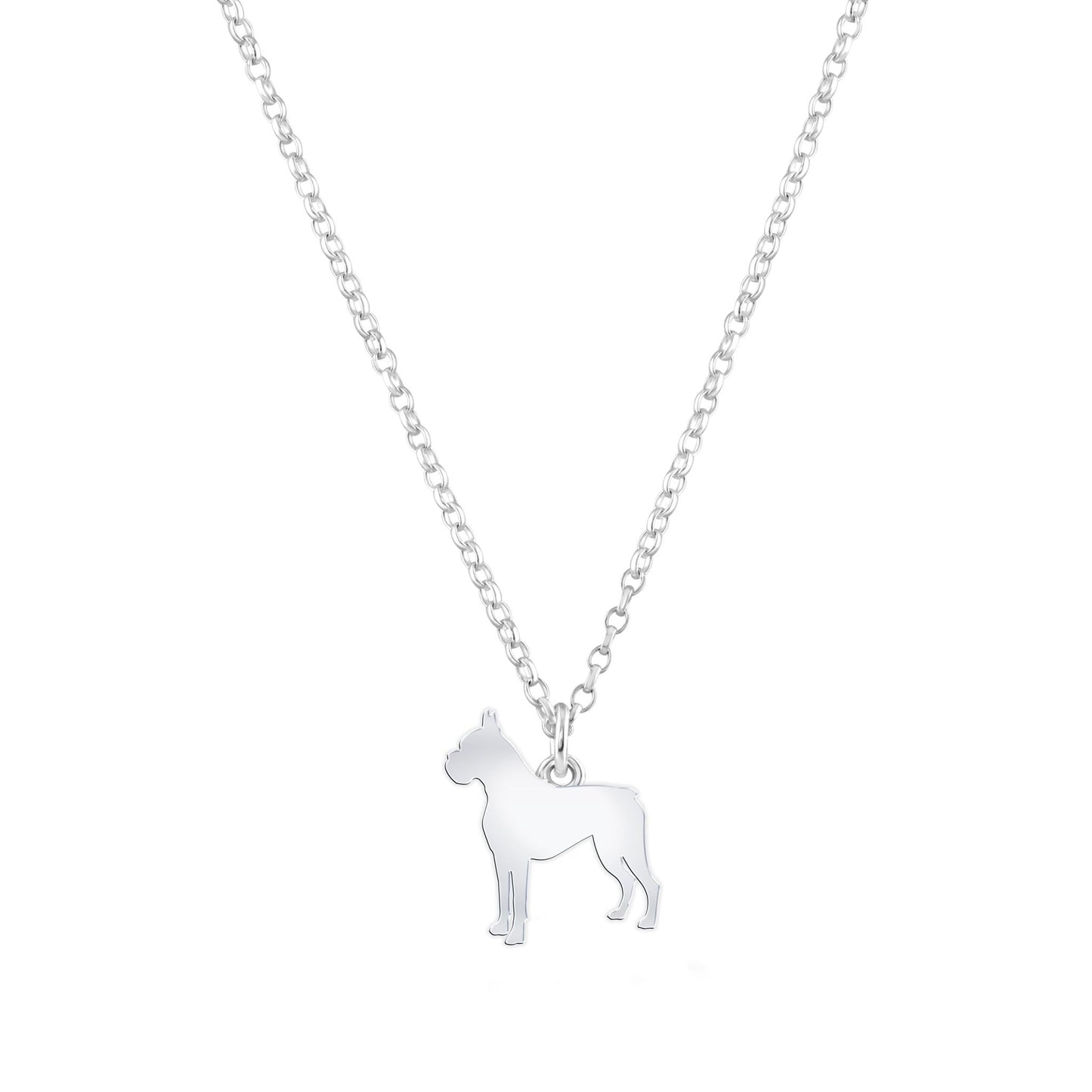 Boxer Silhouette Silver Necklace - Personalised - MYLEE London